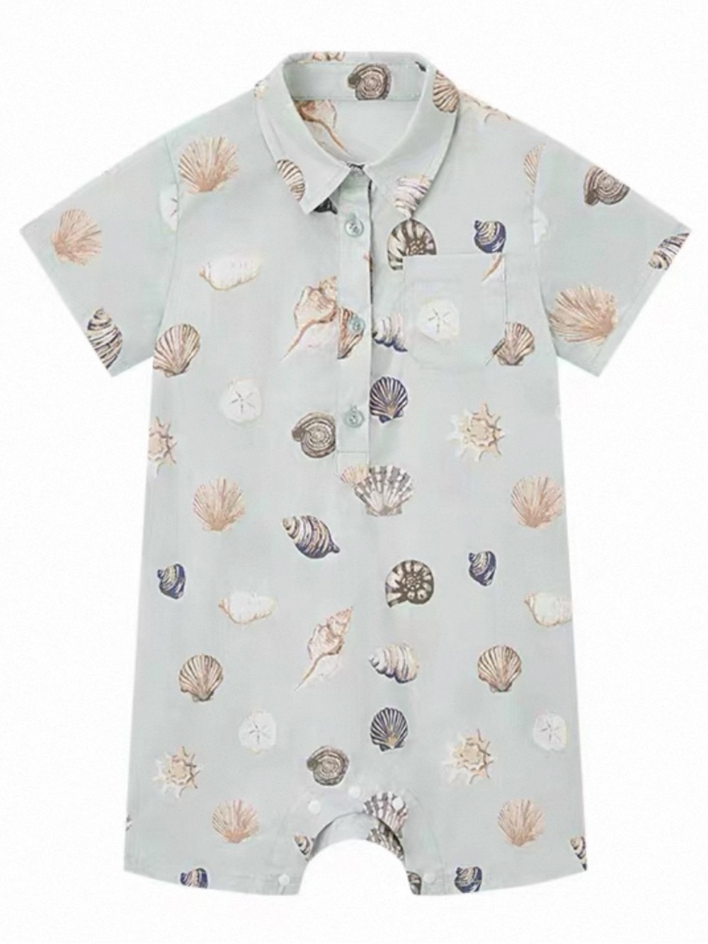 Milkbarn 100% Cotton Short Sleeve Bodysuit With Costal Shells 12-18m